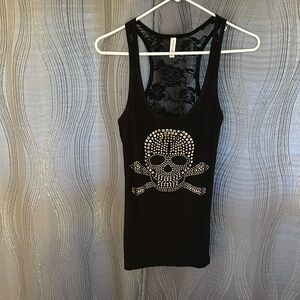 Black/Bling skull tank top